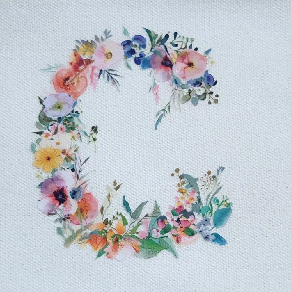 Initial C Floral Letter Organizing Zippered Pouch Or A Makeup Pouch